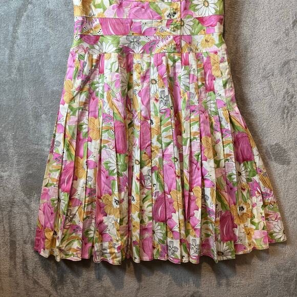 Kay Unger Y2K Floral Fit Flare Dress 6 Cotton Coquette Whimsical Retro vintage - Picture 2 of 9